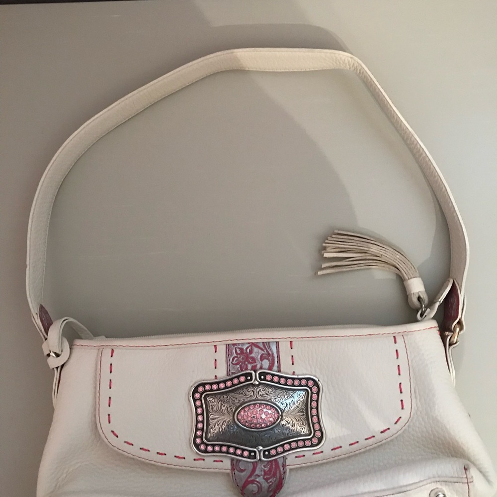 Brighton White and Pink Shoulder Bag